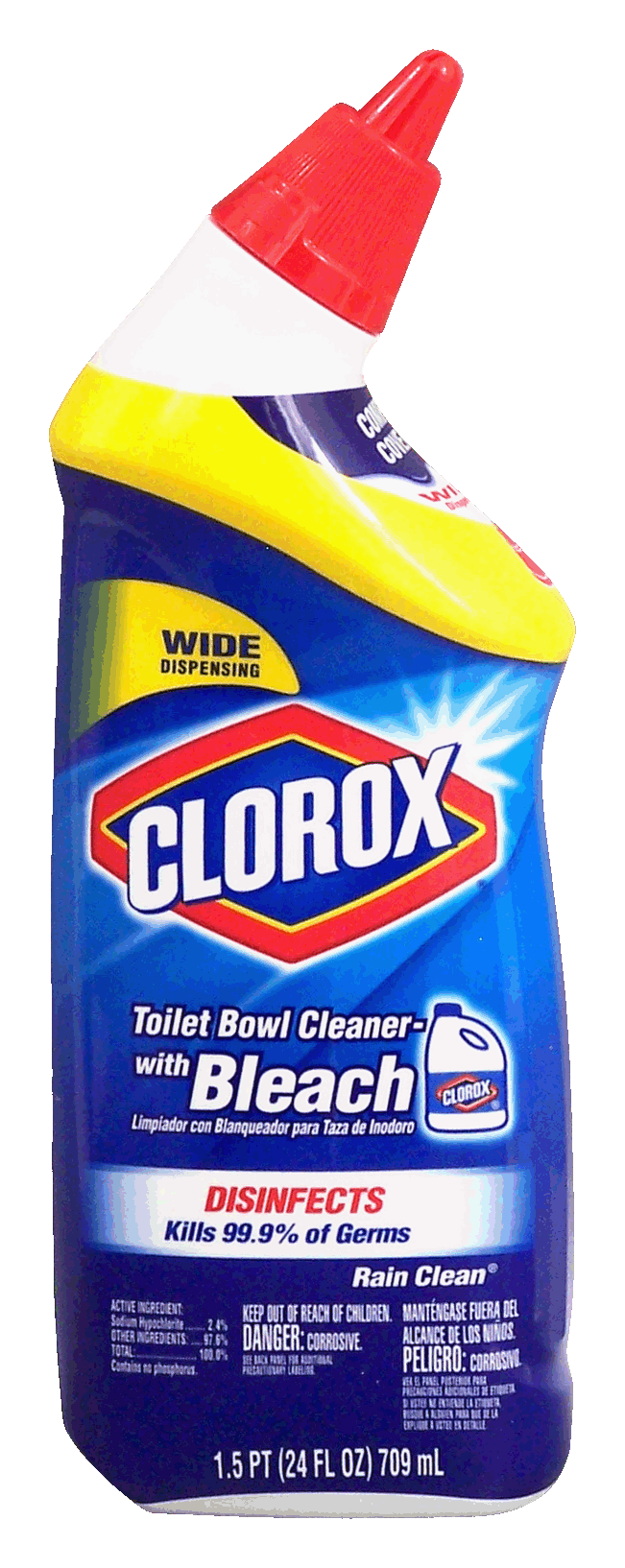 Clorox  toilet bowl cleaner with bleach, wide dispensing, rain clean scent Full-Size Picture